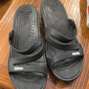 CROCS Black Slide Wedge Patricia Sandals Black Size 8